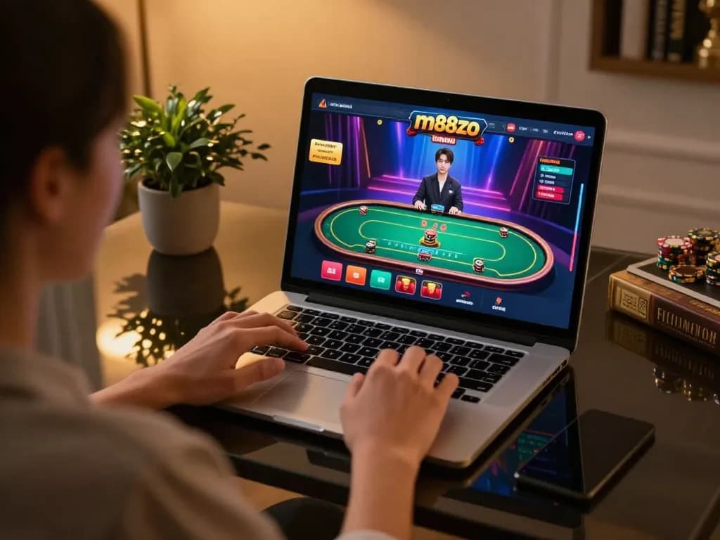 Player interacting with an engaging online casino platform m88zo during a dynamic gaming session