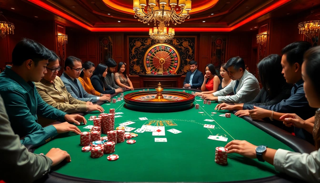 Exciting casino atmosphere at Trang chủ thabet with players engaging in game strategy.