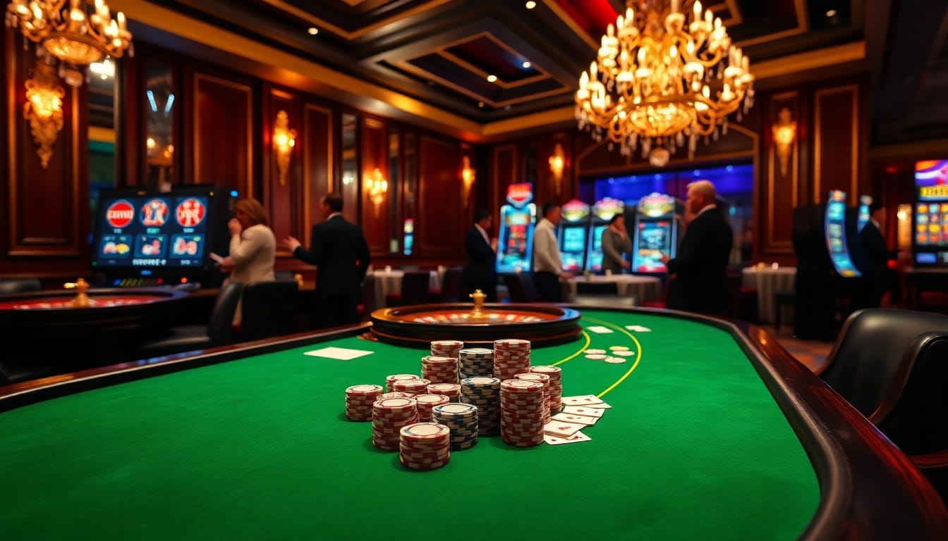 Experience thrilling gameplay at f168 with poker chips and a vibrant casino atmosphere.