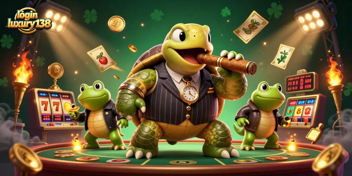 Engage in dynamic gameplay at login luxury138 with a lively casino scene illustrated with thrilling slot elements.