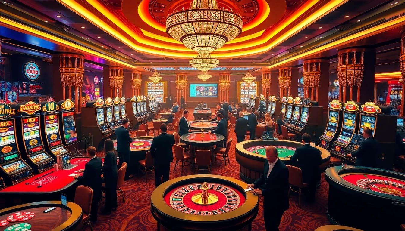 C168 casino players enjoying vibrant gaming with roulette and poker tables.