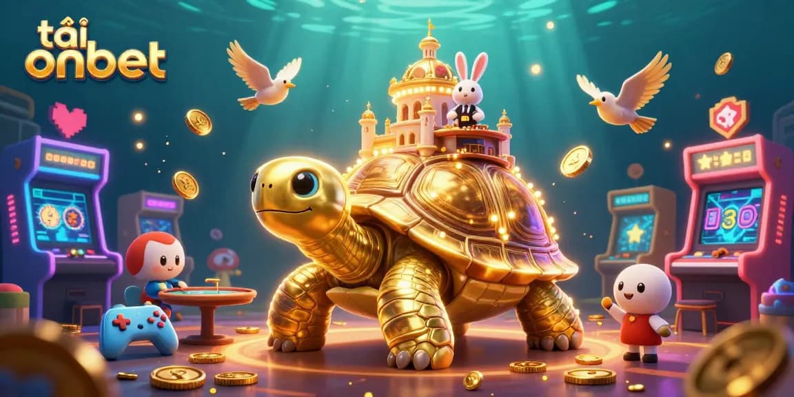 Experience the thrill with tải onbet, a vibrant casino scene featuring a golden tortoise and exciting game elements.