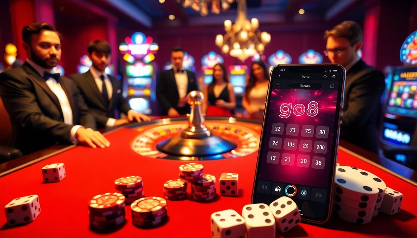 Experience the thrill of gambling with go8 at a luxurious casino featuring roulette and poker.