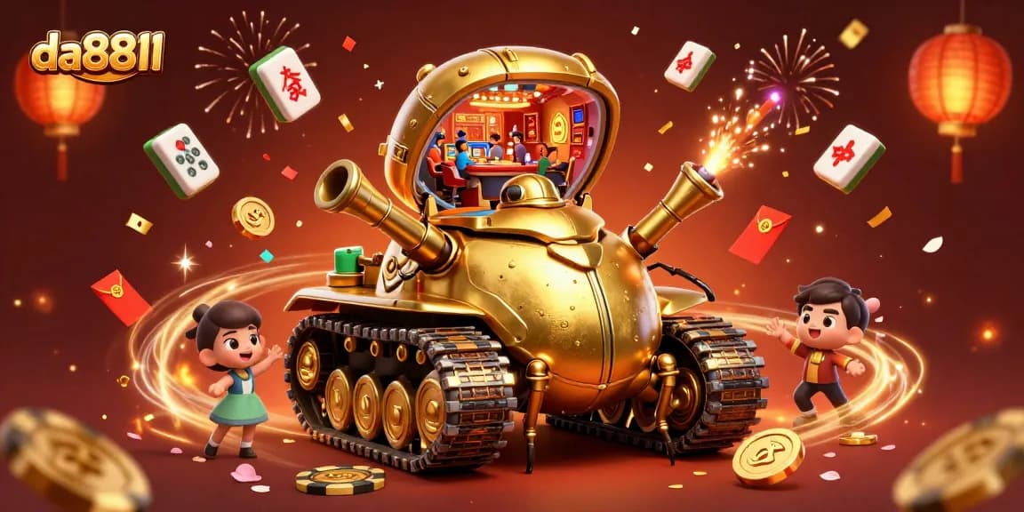 Experience winning moments at da8811 with a vibrant casino scene featuring a golden beetle tank.