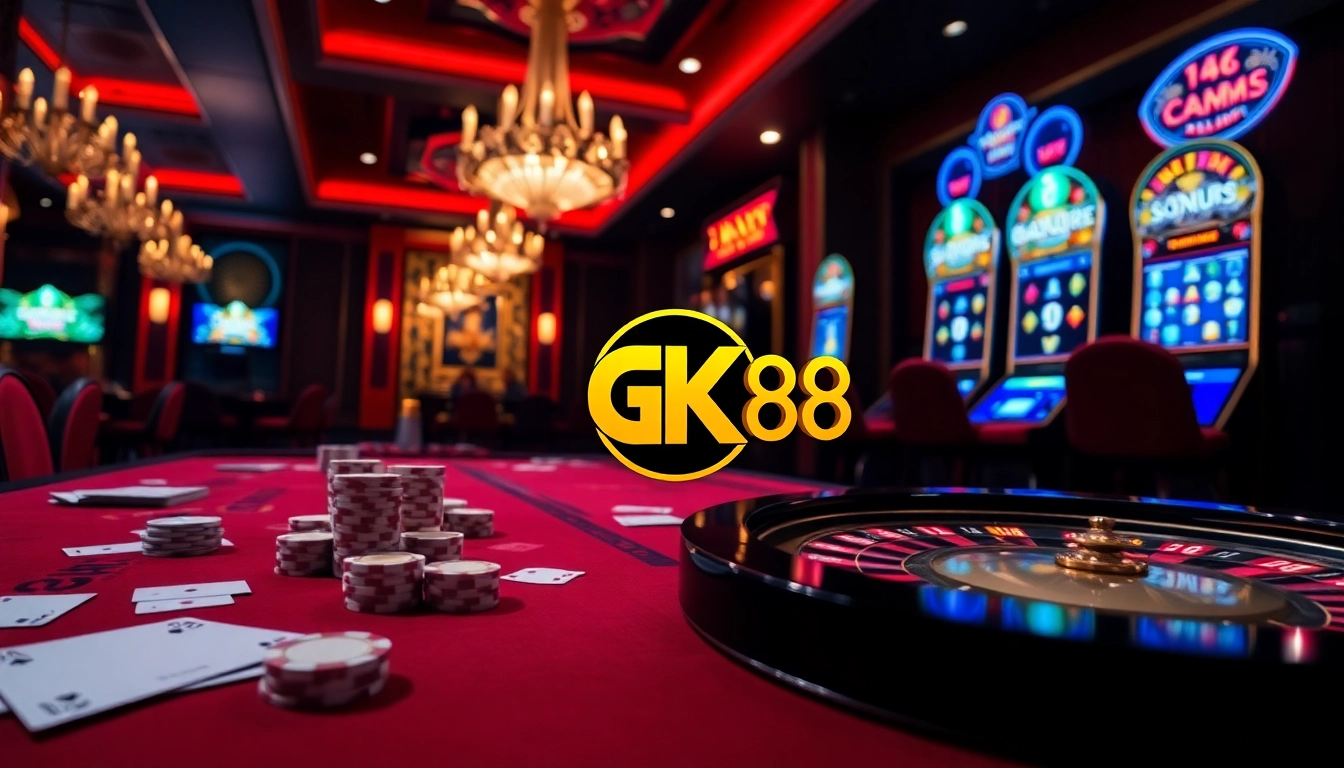 Experience thrilling gameplay at GK 88 casino with vibrant gaming tables and exciting slot machines.
