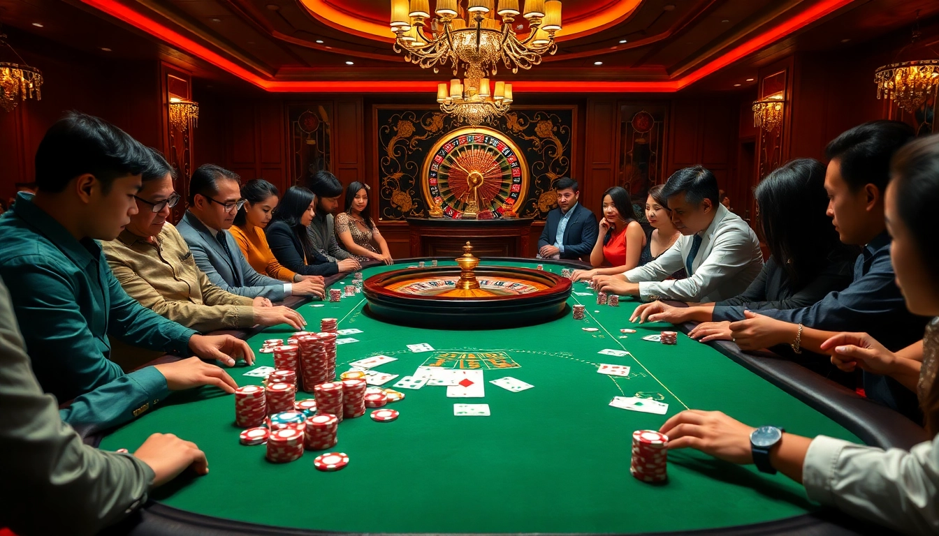Exciting casino atmosphere at Trang chủ thabet with players engaging in game strategy.