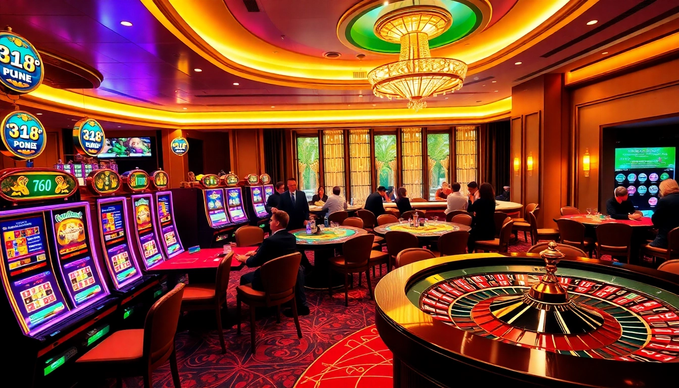 Players enjoying various games at Nhà cái F168, showcasing a dynamic casino atmosphere.