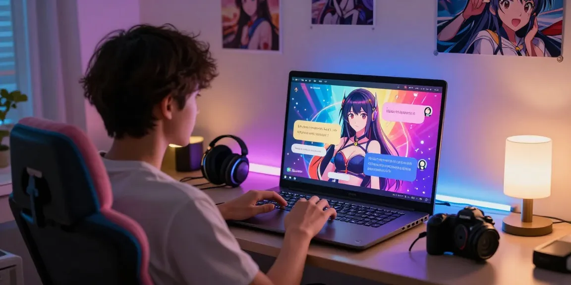Engaging ai hentai chat interface with dynamic anime characters in a cozy setting
