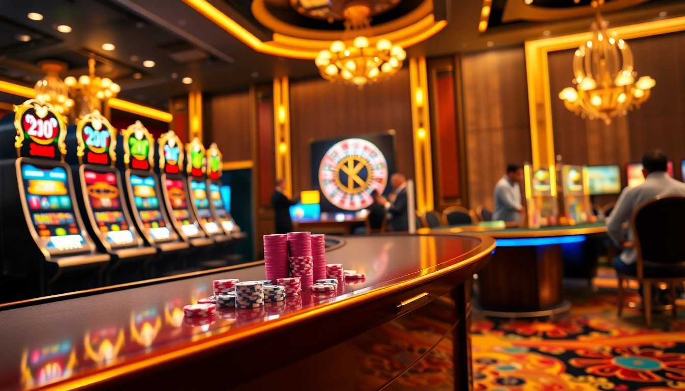Players engaging with HAY 88 casino games in a vibrant, luxurious environment.