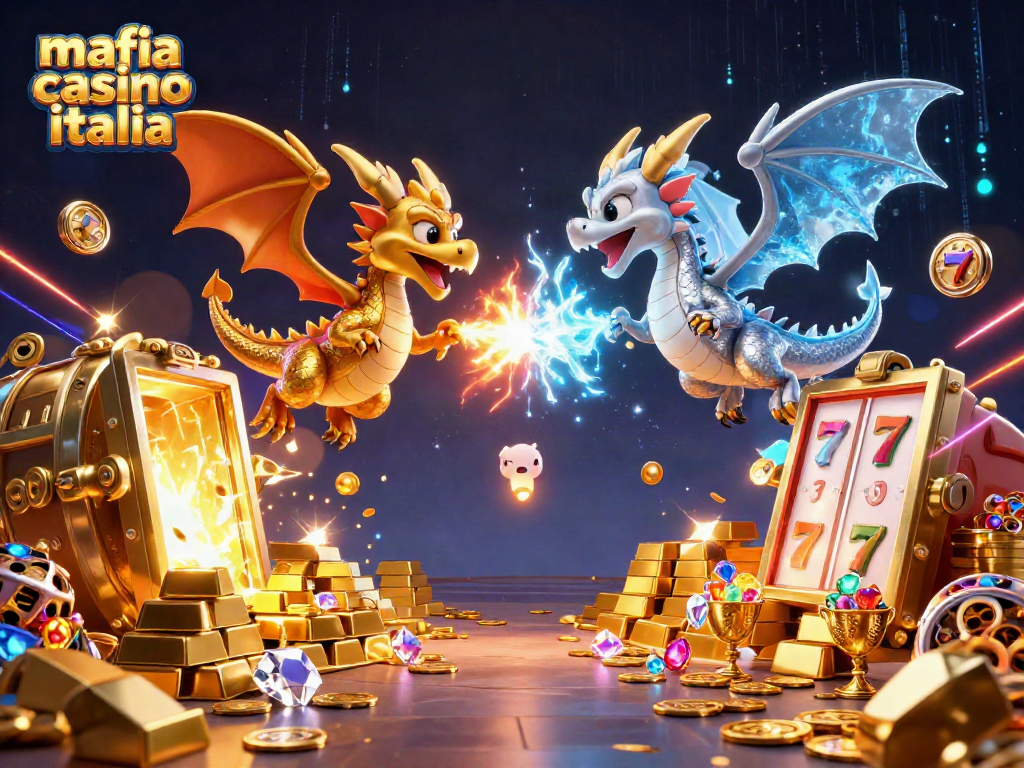 Experience the excitement of mafia casino italia with dynamic dragons, gold treasures, and gaming elements.