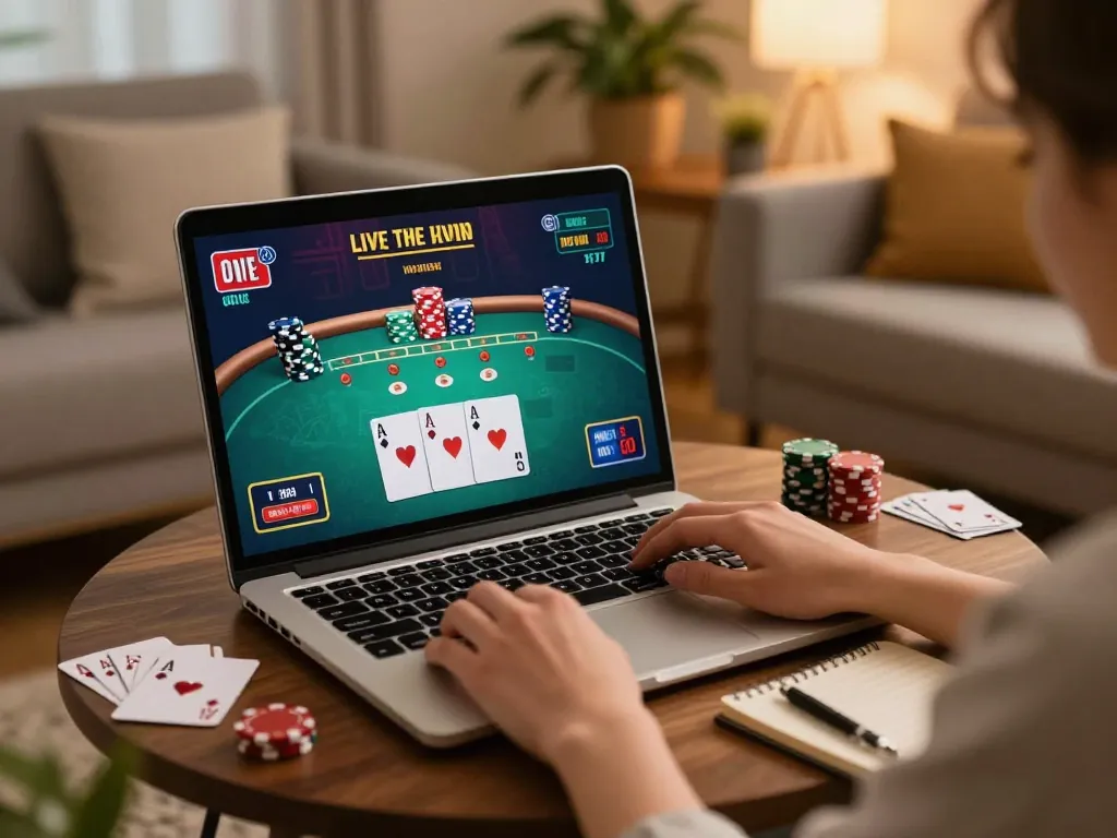 Join the thrill with fly88 while enjoying live poker from a cozy home setup